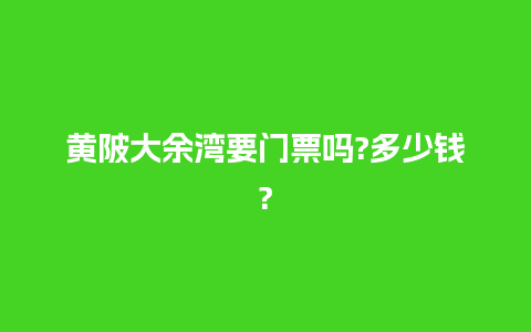 黄陂大余湾要门票吗?多少钱?