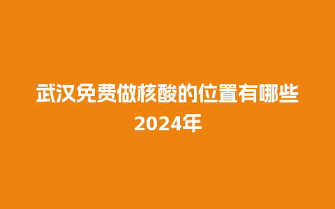 武汉免费做核酸的位置有哪些2024年