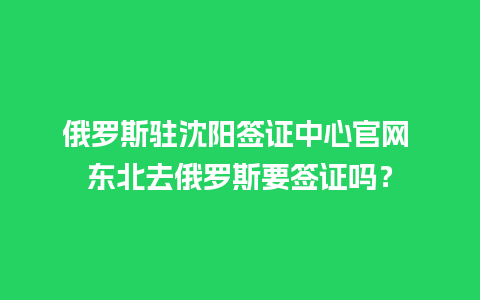 俄罗斯驻沈阳签证中心官网 东北去俄罗斯要签证吗？