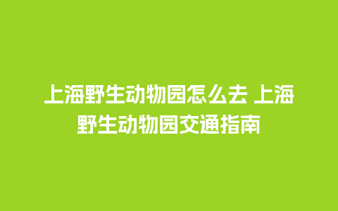 上海野生动物园怎么去 上海野生动物园交通指南