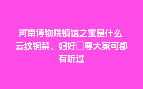 河南博物院镇馆之宝是什么 云纹铜禁、妇好鸮尊大家可都有听过