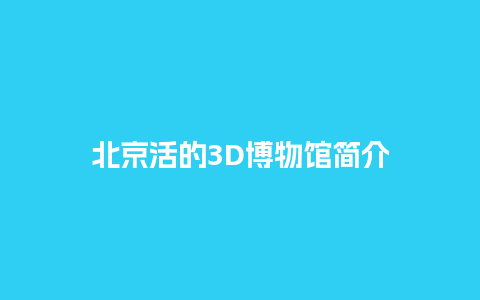 北京活的3D博物馆简介