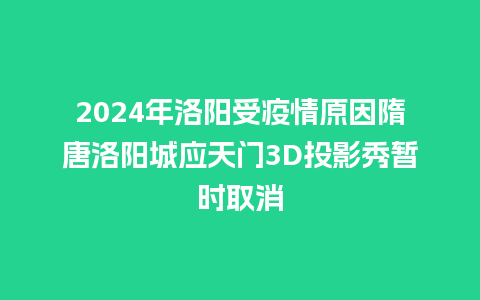 2024年洛阳受疫情原因隋唐洛阳城应天门3D投影秀暂时取消