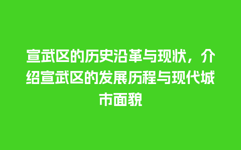 宣武区的历史沿革与现状，介绍宣武区的发展历程与现代城市面貌