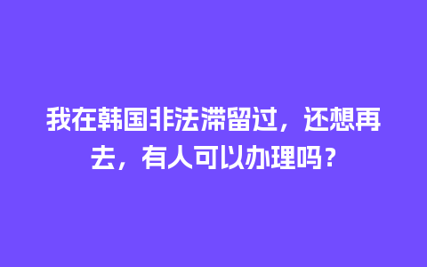 我在韩国非法滞留过，还想再去，有人可以办理吗？