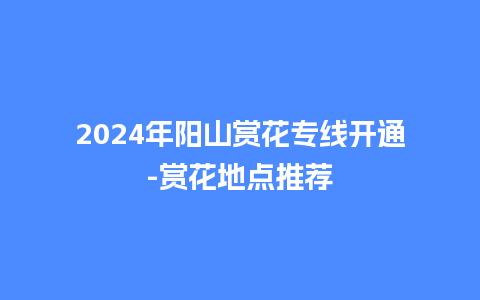 2024年阳山赏花专线开通-赏花地点推荐