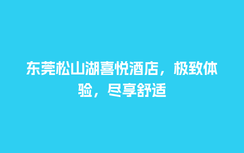 东莞松山湖喜悦酒店，极致体验，尽享舒适