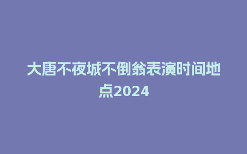 大唐不夜城不倒翁表演时间地点2024