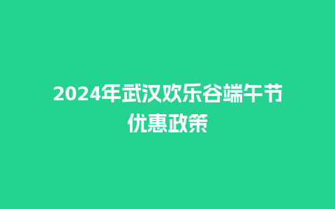 2024年武汉欢乐谷端午节优惠政策