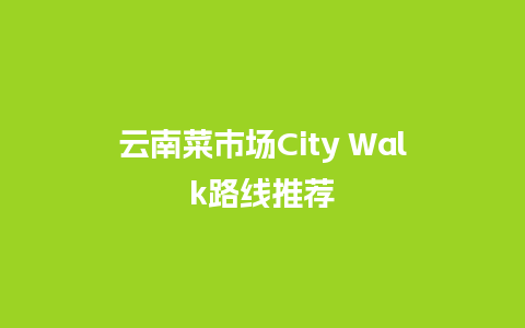 云南菜市场City Walk路线推荐