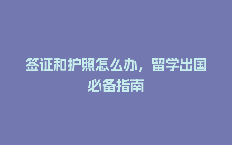 签证和护照怎么办，留学出国必备指南