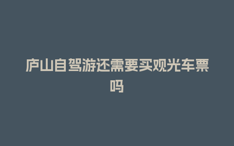 庐山自驾游还需要买观光车票吗