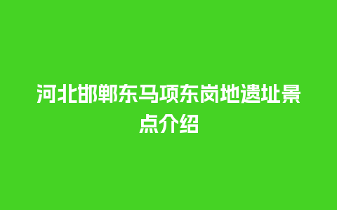 河北邯郸东马项东岗地遗址景点介绍