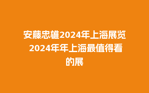 安藤忠雄2024年上海展览 2024年年上海最值得看的展