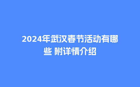 2024年武汉春节活动有哪些 附详情介绍