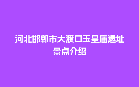 河北邯郸市大渡口玉皇庙遗址景点介绍