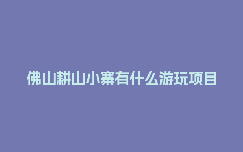 佛山耕山小寨有什么游玩项目