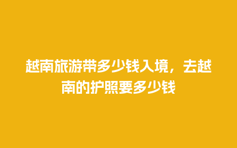 越南旅游带多少钱入境，去越南的护照要多少钱