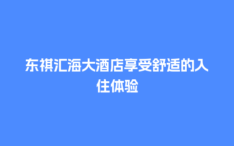 东祺汇海大酒店享受舒适的入住体验