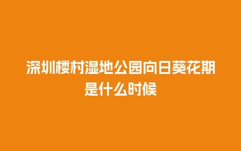 深圳楼村湿地公园向日葵花期是什么时候