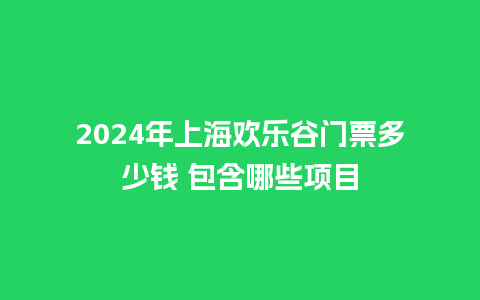 2024年上海欢乐谷门票多少钱 包含哪些项目