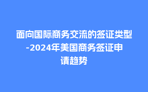 面向国际商务交流的签证类型-2024年美国商务签证申请趋势