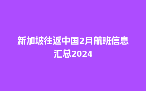 新加坡往返中国2月航班信息汇总2024