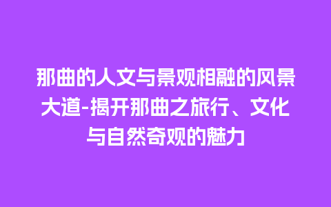 那曲的人文与景观相融的风景大道-揭开那曲之旅行、文化与自然奇观的魅力