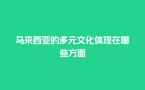 马来西亚的多元文化体现在哪些方面