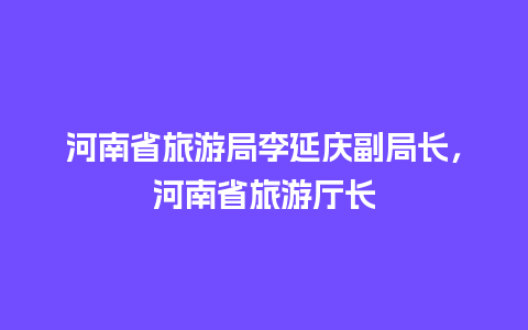 河南省旅游局李延庆副局长，河南省旅游厅长