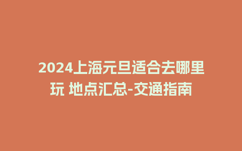 2024上海元旦适合去哪里玩 地点汇总-交通指南