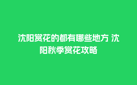 沈阳赏花的都有哪些地方 沈阳秋季赏花攻略