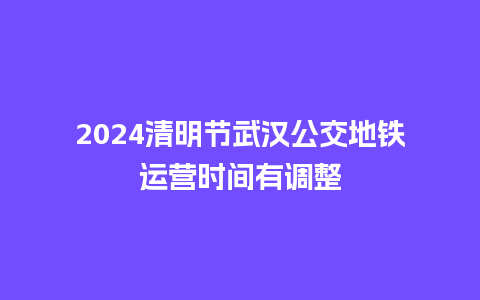 2024清明节武汉公交地铁运营时间有调整