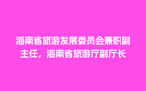 海南省旅游发展委员会兼职副主任，海南省旅游厅副厅长