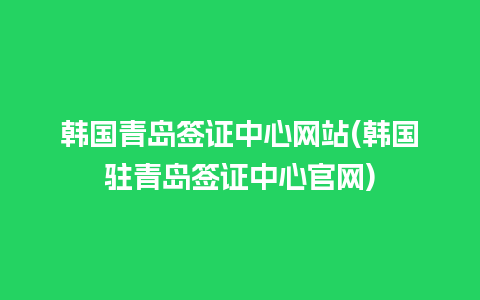 韩国青岛签证中心网站(韩国驻青岛签证中心官网)