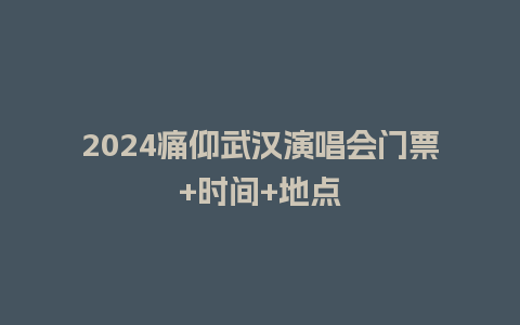 2024痛仰武汉演唱会门票+时间+地点