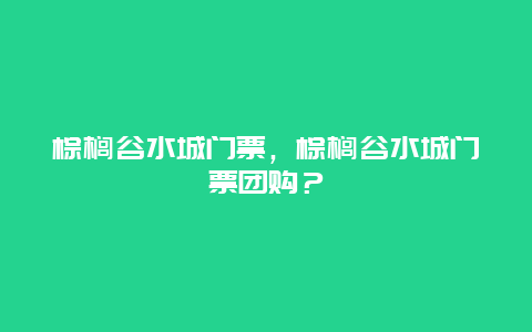 棕榈谷水城门票，棕榈谷水城门票团购？