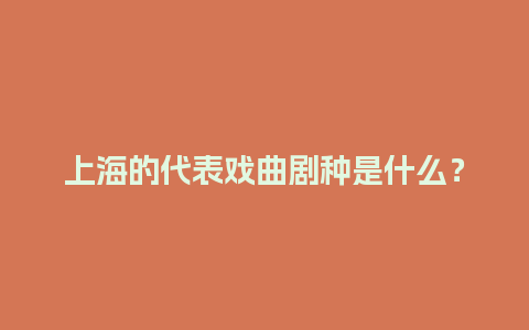 上海的代表戏曲剧种是什么？