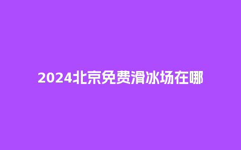 2024北京免费滑冰场在哪