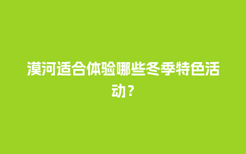 漠河适合体验哪些冬季特色活动？