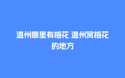 温州哪里有梅花 温州赏梅花的地方