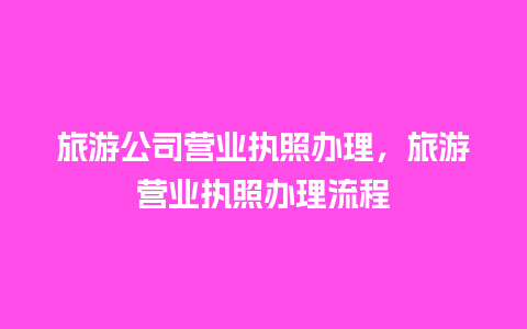 旅游公司营业执照办理，旅游营业执照办理流程