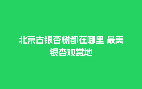 北京古银杏树都在哪里 最美银杏观赏地