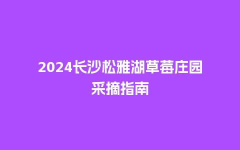 2024长沙松雅湖草莓庄园采摘指南