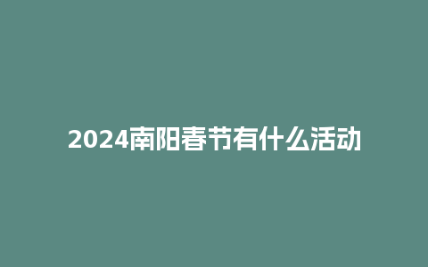 2024南阳春节有什么活动