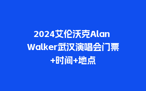 2024艾伦沃克Alan Walker武汉演唱会门票+时间+地点