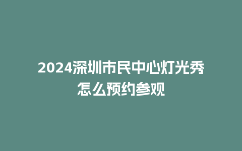 2024深圳市民中心灯光秀怎么预约参观