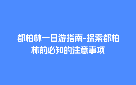 都柏林一日游指南-探索都柏林前必知的注意事项