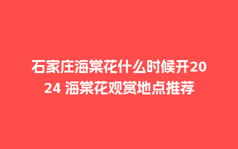 石家庄海棠花什么时候开2024 海棠花观赏地点推荐