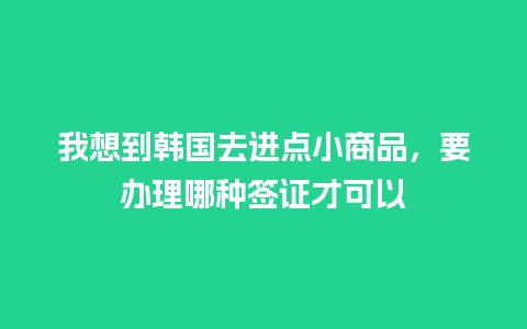 我想到韩国去进点小商品，要办理哪种签证才可以